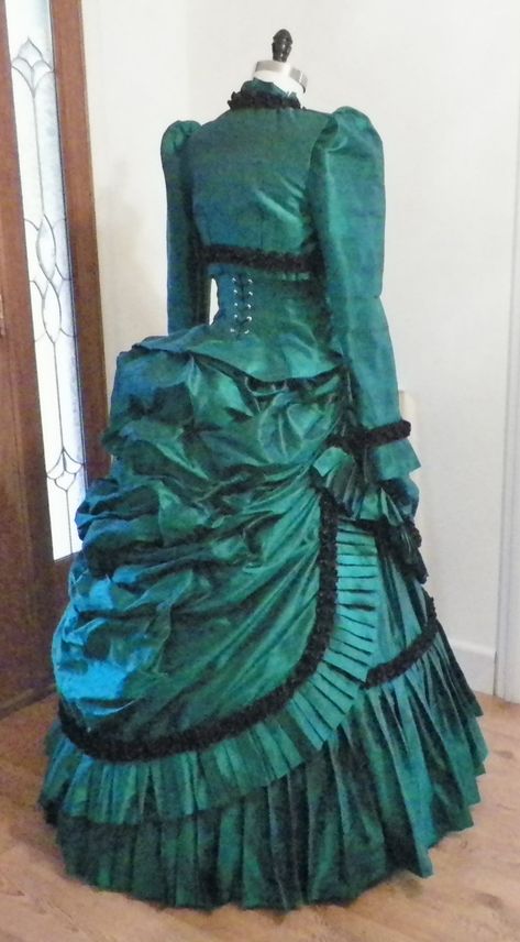 Victorian Bustle Dress, Steampunk Dress, Bustle Dress, Wedding Dress, 18th Century Dress, 1800s Dress, Vampire Interview Dress, handmade Teal Victorian Dress, 1870s Evening Dress, Victorian Dress Layers, Victorian Dress Green, Dresses From The 1800s, Green Victorian Dress, 1800 Dress, Victorian Bustle Dress, 1880s Dress