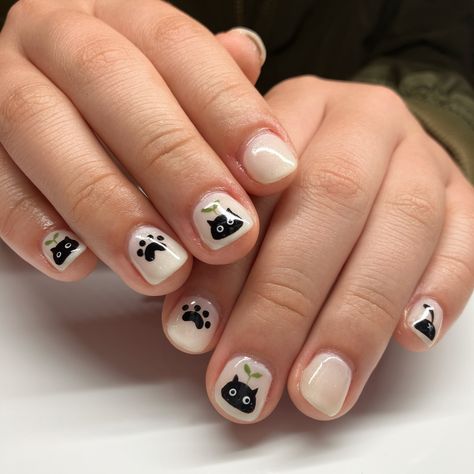 All posts • Instagram Short Nails Cat Design, Cat Theme Nails, Cat Nails Design, Silly Nails, Nail Art Cat, Cat Nail Designs, Nails Painting, Cat Nail Art, Nail Makeup