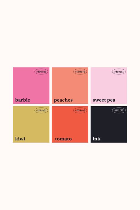 This bright and modern color scheme is ideal for branding and web design. Maintaining color consistency across all platforms is essential for brand awareness. Websites, social media, and printed materials should all use the same shades to ensure easy brand recognition.  #brandawareness #brandrecognition #colorpalette #brandcolorpalette #colorpaletteinspo #colorinspiration #graphicdesign #branddesign #branding #moderncolorpalette Gcal Color Scheme, Simple Brand Color Palette, Mint And Orange Color Palette, Vogue Color Palette, Primary Colors Branding, Community Color Palette, Brutalist Color Palette, Healthy Color Palette, Website Color Palette Branding