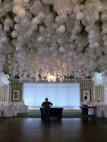 To get balloon to hang upside down put a marble in the balloon before you blow it up. White Balloons, E Card, Here Comes The Bride, Pom Poms, Upside Down, Future Wedding, Party Time, Party Planning, Getting Married