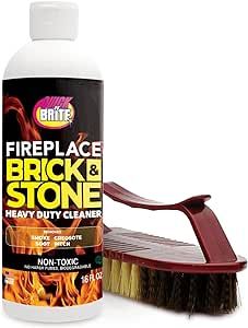 Quick N Brite Fireplace Gel Cleaner with Scrub Brush for Brick, Stone, Rock, Tile, and Marble, Nonabrasive Fireplace Cleaner, Made in the USA, 16 oz How To Clean Fireplace, Fireplace Cleaner, Best Fireplace, Fireplace Brick, Brick Fireplaces, Rock Tile, How To Clean Brick, Clean Fireplace, Cleaning Paste