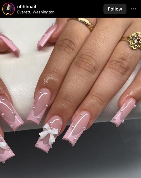 Girly Acrylic Nails, Simple Acrylic Nails, Long Square Acrylic Nails, Acrylic Nails Coffin Short, Short Acrylic Nails Designs, Pink Acrylic Nails, Square Acrylic Nails, Fire Nails, Dope Nails