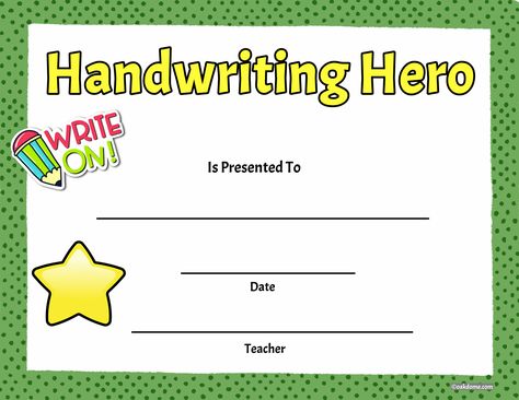 Teacher Certificates, Classroom Awards Certificates, Reading Certificates, Certificate Ideas, Attendance Certificate, Kindergarten Writing Paper, Classroom Behavior Chart, Handwriting Template, Certificate Layout