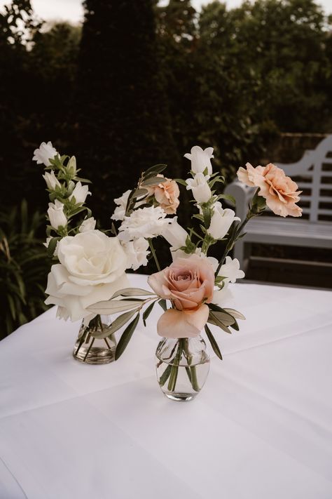 Pink And White Bud Vases Wedding, White Floral Bud Vase Wedding, Rose Bud Vase, Blush And White Bud Vase Centerpiece, Bud Vase, Neutral Bud Vases, White Rose Bud Vase, Peach Bud Vases Wedding, Black Champagne Wedding