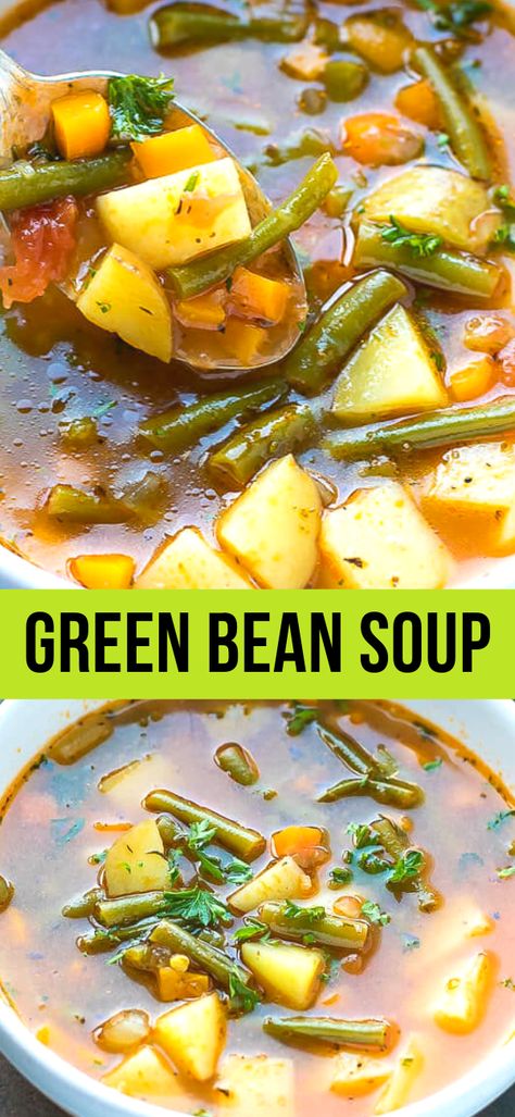 Green Bean Soup, Tomatoes Soup, Canned Green Beans, Green Beans Soup, Beans And Tomatoes, Green Bean Casserole Easy, Easy Green Beans, Parmesan Green Beans, Chicken Green Beans