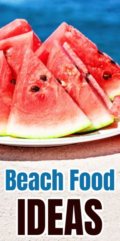 Are you thinking of taking your family to the beach? If so, then you need this great list of beach snack food ideas! Being at the beach can make you very hungry but we've got you covered. Make sure that you pack some of these yummy foods to take on your next beach trip! #beach #food #snacks #lunch #recipes Beach Food Ideas, Lake Snacks, Beach Day Food, Beach Foods, Beach Picnic Foods, Beach Party Food, Boat Snacks, Beach Snacks, Boat Food Ideas