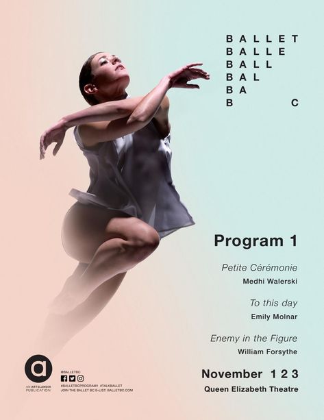 Ballet BC Program 1 Ballet Graphic Design, Dance Poster Design Graphics, Dance Flyer Design, Ballet Poster Design, Audition Poster, Show Poster Design, Dance Poster Design, Recital Poster, Poster Dance