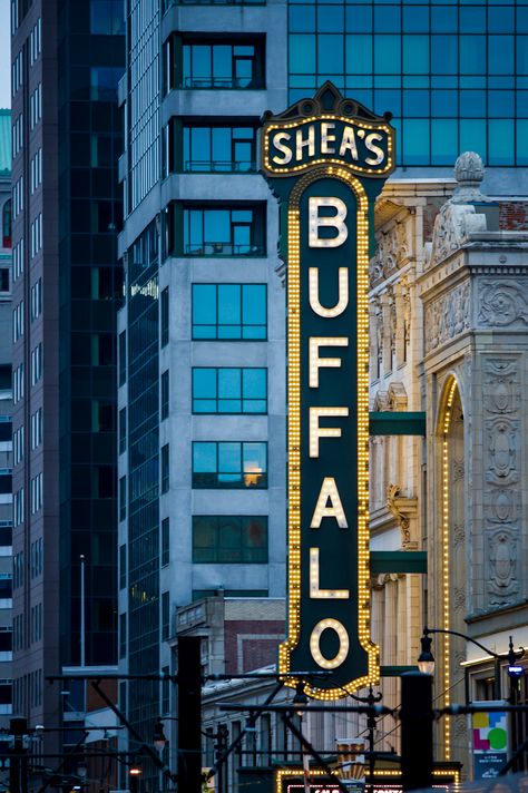 Sheas Theatre sign in downtown Buffalo NY Buffalo Central Terminal, Buffalo Tattoo, Buffalo Bills Stuff, Shot Ski, Buffalo City, Room Pics, Theatre Sign, New York Architecture, A Level Art Sketchbook