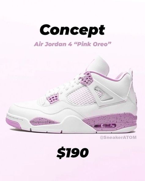 SneakerATOM on Instagram: "Air Jordan 4 “Pink Oreo”. Who wishes to see a release for Valentine's Day?💕 - Need help buying exclusive sneakers for retail price? Join @SneakerATOM. Link in BIO🔥 - This is a sneaker concept design by @SneakerATOM*" Jordans 4, Cute Jordans, Jordan 4 White, Pink Jordans, Pretty Sneakers, Nike Shoes Girls, Nike Fashion Shoes, Jordan Shoes Girls, Jordan Shoes Retro