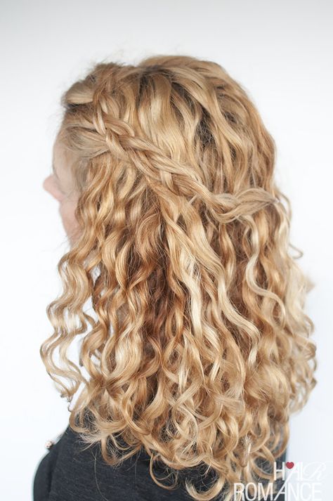 Naturally Curly Bridal Hair, Half Up Braid, Curly Braided Hairstyles, Curly Bridal Hair, Braid Tutorials, Half Up Curls, Bridal Hair Tutorial, Curly Hair Braids, Hair Romance