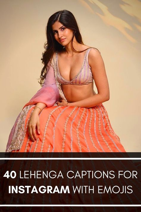 40 Lehenga Captions for Instagram with Emojis Dazzle in Desi! ✨ Elevate your ethnic glam with these 40 stunning Lehenga captions for Instagram that are as vibrant as your outfit. From traditional vibes to modern chic, find the perfect words to accompany your Lehenga look. 💃 Click, select, and slay! 🌟 Lengha Quotes For Instagram, Lehenga Instagram Caption, Caption For Lehnga Picture, Ghagra Captions For Instagram, Caption For Lengha Pic, Desi Wedding Captions, Lengha Captions For Instagram, Caption For Lehenga Pictures, Lehnga Caption For Instagram