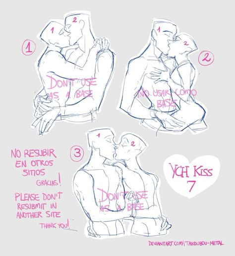 Ych Kiss, Anime Kiss Reference, Kiss Reference, Kissing Poses, Reference Anime, Couple Drawing, Ship Drawing, Different Poses, Body Reference Drawing