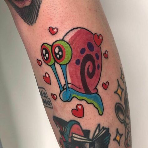 Spongebob And Gary Tattoo, Spongebob Characters Tattoo, Spongebob Squarepants Tattoo, Gary Spongebob Tattoo, Gary The Snail Tattoo, Gary Tattoo Spongebob, Mr Krabs Tattoo, 90s Cartoon Tattoos Sleeve, Sponge Bob Tattoo