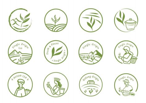 Single origin tea logo set | Premium Vector #Freepik #vector #logo #leaf #badge #green Logo Garden, Tea Branding, Cafe Logo Design, Tea Logo, Tea Farm, Tea Packaging Design, Chinese Tea Set, Logo Design Set, Logo Design Collection