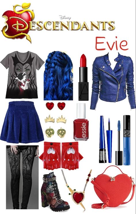 Halloween Costumes Descendants, Descendants Rise Of Red Costume Diy, The Descendants Costume, Evie Descendants Inspired Outfits, Evie Descendants Costume Diy, Diy Evie Costume Descendants, Desendents Inspired Outfits, Descendants Outfit Ideas Red, Descendants Evie Outfits