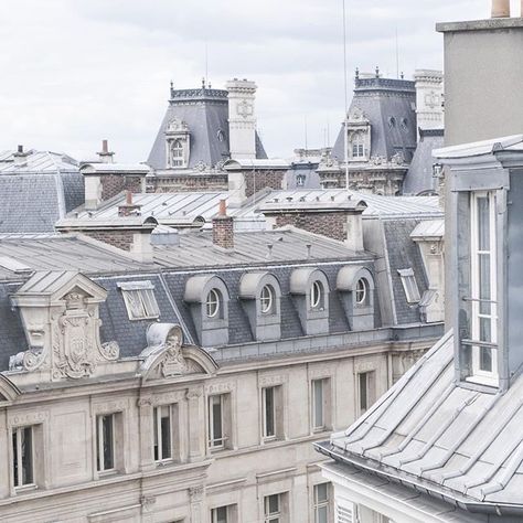 Paris Rooftops Aesthetic, Rooftops Aesthetic, Paris Rooftops, Loft Interior, Blue Building, Light Blue Aesthetic, Parisian Life, Paris Apartments, Rooftops