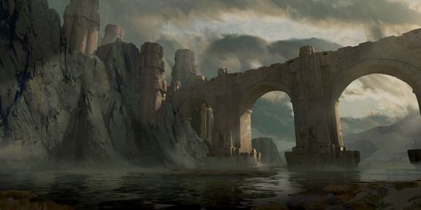 ArtStation - Marsh bridge, Patrik Pulkkinen Fantasy Scenery, Dnd Inspiration, Medieval Artwork, Bridge Art, Under The Bridge, Inspiration Images, Adventure Inspiration, Fantasy Island, Location Inspiration