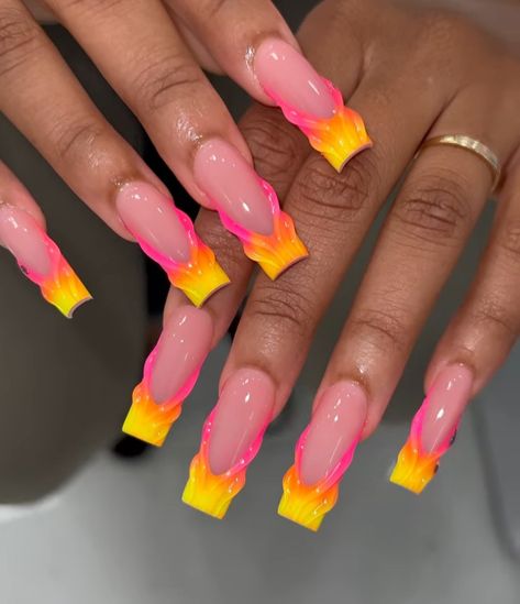 Fye Nails, Acrylic Medium, Colored Acrylic Nails, Acrylic Nails Designs, French Acrylic Nails, Long Acrylic Nails Coffin, Acrylic Nails Coffin Pink, Vacation Nails, Nails Medium