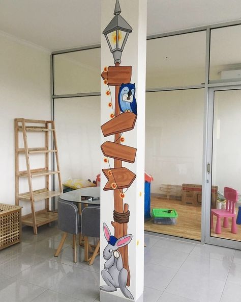 Wall Painting For Cafe, Cafe Wall Painting, Cafe Mural, Pillar Decorations, School Wall Decoration, Simple Wall Paintings, Home Wall Painting, School Board Decoration, Creative Wall Painting