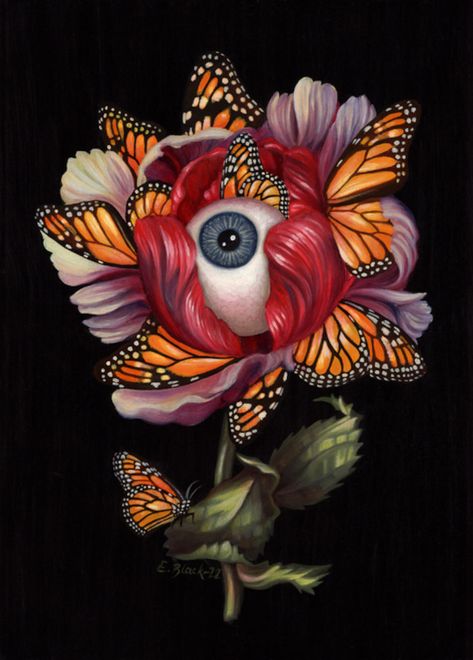 Leegan Koo + Emma Black @ Copro Gallery – Beautiful Bizarre Magazine Surreal Art Painting, Surreal Flowers, Surealism Art, Eyeball Art, A Level Art Sketchbook, Art Surrealism, Paint Flowers, Flowers Painted, Painting Nature