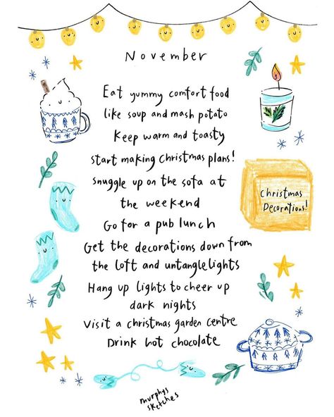 November here we go ✨ I’m looking forward to I’m a celeb and a Christmas garden centre trip, how about you?! (The first illustration is… | Instagram Send Me Pics, Calendar Management, Yummy Comfort Food, Christmas Garden, Garden Centre, Easter Chocolate, Christmas Chocolate, Bunch Of Flowers, Wholesome Food