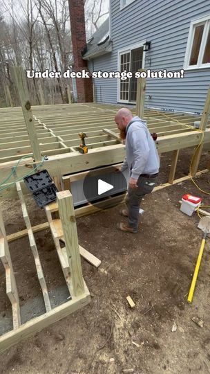 95K views · 2.9K reactions | This homeowner wanted a solution to storing all their outdoor stuff! So Kevin built them a rolling deck box! Well post the final with the lattice doors later! #deckstorage #deckdesign #worcesterdeckbuilder #shrewsburydeckbuilder #massachusettscontractor #worcestercontractor #worcesterrealestate | Worcester & Central MA Deck Builder | deckdynastyllc · Original audio Under Deck Storage, Front Porch Deck, Hot Tub Deck, Deck Storage, Outdoor Structure, Under Decks, Deck Designs Backyard, Deck Stairs, Lake House Plans