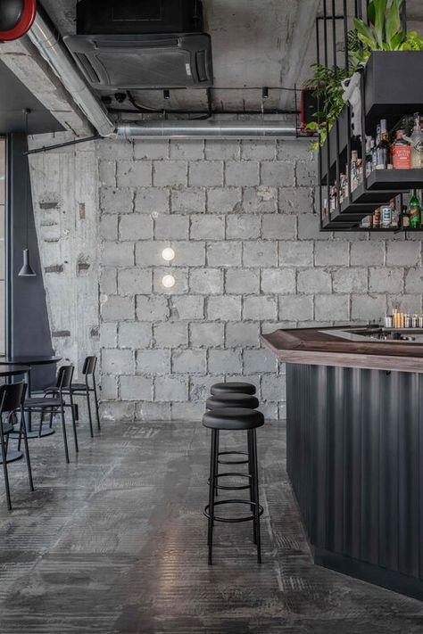 Protagonist — balbek bureau Cafe Industrial, Coffee House Design, Cafe Counter, Ukraine Cities, Industrial Cafe, Aged Mirror, Ceiling Texture, Communal Table, Hotel Room Design