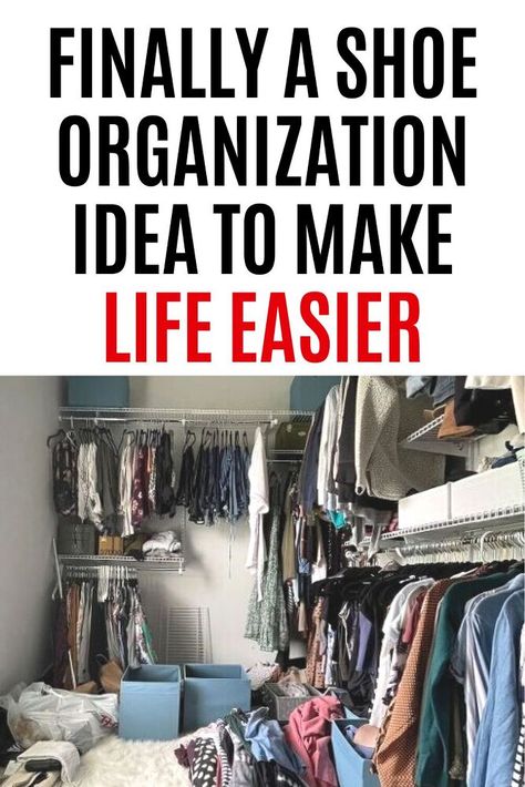 Learn how to make a super easy DIY shoe rack using wall slats. This quick and cheap shoe organization idea is great if you can never find the shoes you are looking for in your cluttered walk in closet. Wire Shoe Rack Ideas, Cheap Shoe Organization, Shoe Closet Diy, Slat Wall Diy, Cheap Shoe Rack, Wall Slats, Organize Shoes, Diy Crown Molding, Vertical Shoe Rack