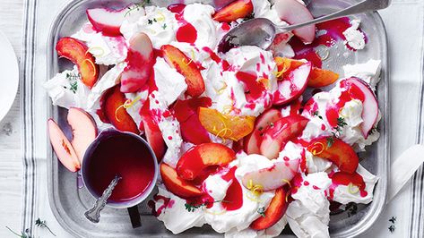 https://www.coles.com.au/inspire-and-create/recipes-tips-ideas/recipes/curtis-peach-and-mascarpone-smashed-pavlova Smashed Pavlova, Peach Mascarpone, Christmas Pavlova, Aussie Food, Curtis Stone, Fairy Bread, Pavlova Recipe, Eton Mess, Classic Cheesecake