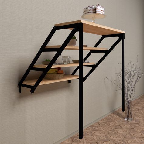 Wall mounted folding Retractable Shelf Dining Table Extendable Balcony furniture for home kitchen Tables DIY Hardware coffee set|Dining Tables| - AliExpress Wall Mounted Dining Table, Table Retractable, Murphy Table, Wall Mounted Folding Table, Space Saving Dining Table, Smart Desk, Smart Table, Space Saving Table, Wall Mounted Table