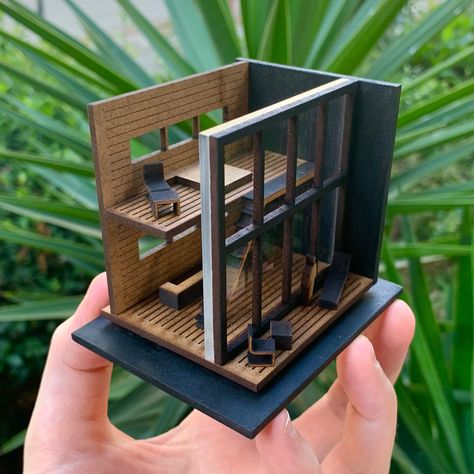 Modern Mini House, Modern House Model, Micro Dollhouse, Dollhouse Design, Perspective Drawing Architecture, Concept Models Architecture, Architecture Portfolio Design, Arch Model, Architecture Design Sketch