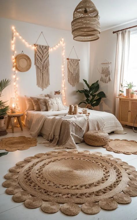 10 Boho Bedroom Ideas for a Dreamy and Relaxed Retreat 12 Boho Bed On Floor Bedroom Ideas, Natural Boho Bedroom, Boho Master Room Bedroom Ideas, Boho Bed Frame, Boho Chic House, Bedroom 2025, Floor Bedroom Ideas, Boho Colours, Boho Master