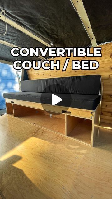 Custom Campervan Builds & Conversions | Car Camper Kits on Instagram: "It’s as easy as opening a drawer 👌 You don’t have to settle for a van without a bed and a couch when the Frontier Futon is here to deliver both in a supremely sturdy package 😄  This fantastic piece of transforming furniture is available as a DIY assembly kit and it’s made with love right here in the PNW 🏔️   There’s even a custom mattress with your choice of color and firmness! Could you see the Frontier Futon working in your camper conversion? 🚐" Camper Pull Out Couch, Diy Rv Furniture Ideas, Camper Bed Ideas Small Spaces, Diy Camper Bed Ideas, Diy Camper Bed, Diy Couch Bed, Camper Bed Ideas, Campervan Bed Ideas, Van Bed Ideas