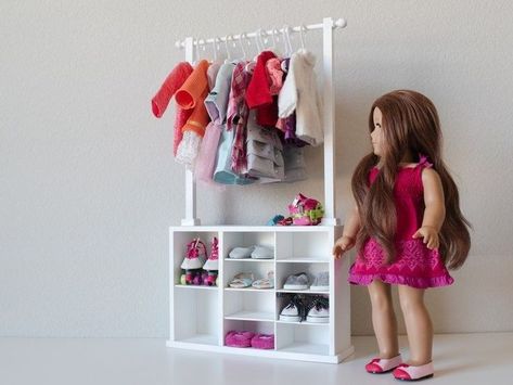 (paid link) DIY CLOTHING RACK. American Girl Doll Storage, Clothes Rack Aesthetic, Clothes Rack Diy, Diy Clothing Rack, Diy Doll Clothes, Doll Storage, Diy Clothes Rack, Dolls Clothes Diy, Clothes Storage