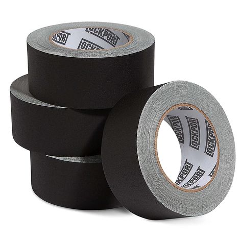 Lockport Black Gaffers Tape 4 Pack - 30 Yards x 2 Inch - Waterproof, No Residue, Non-Reflective, Easy Tear, Matte Gaffer Stage Tape - Gaff Cloth Tape for Photography, Filming Backdrop Gaffer Tape, Cloth Tape, Black Tape, Fabric Tape, Adhesive Tape, 6 Pack, Interior Exterior, Heavy Duty, Water Resistant