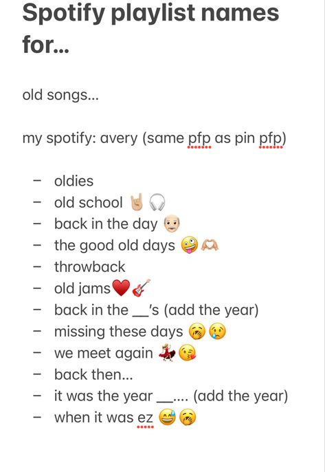 Playlist Names For Old Music, Playlist For Old Songs, Playlist Names For Happy Songs, Spotify Playlist Names For Old Songs, Old Playlist Names, Old School Playlist Names, Playlist Names For Oldies, Nostalgia Playlist Names, Old Songs Playlist Names