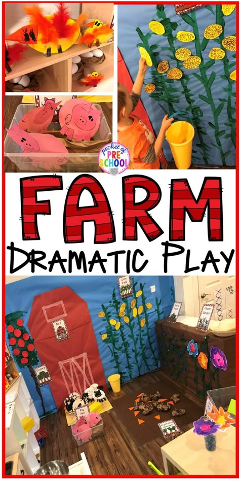 Farm Dramatic Play, Farm Theme Preschool Activities, Dramatic Play Centers Preschool, Farm Kindergarten, Farm Classroom Theme, Farm Activities Preschool, Dramatic Play Activities, Farm Lessons, Pocket Of Preschool