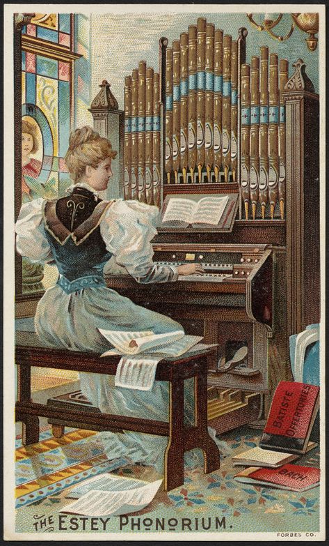 Victorian Graphics, Victorian Advertising, Pipe Organ, Boston Public Library, Trade Cards, Vintage Advertising, Vintage Printables, Vintage Pictures, Vintage Cards