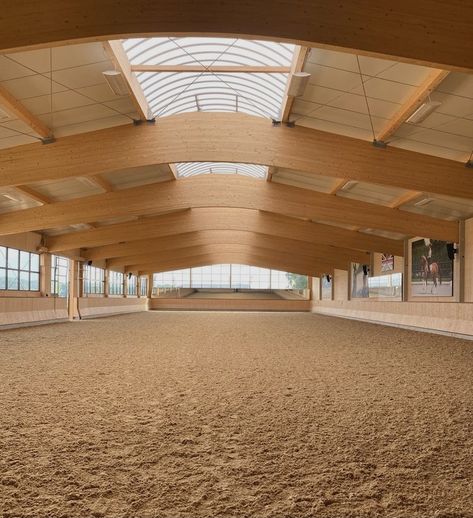 Outside Horse Arena, Equestrian Arena Indoor, Dream Horse Stables, Horse Indoor Arena Ideas, Cute Horse Stables, Forest Oaks Equestrian Stable, English Horse Stables, Forest Oaks Equestrian, Outdoor Arena Horses