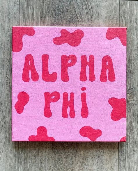 Cow Print Sorority Canvas, Pastel Paddles Sorority, Small Sorority Canvas, Theta Canvas Ideas, Big Little Sorority Gifts, Canvas Sorority Ideas, Big Little Basket Notes, Pink Sorority Canvas, Alpha Phi Canvas Painting