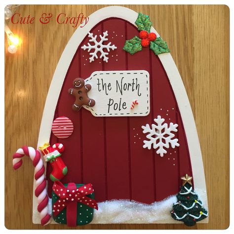 Christmas Embellishments, Xmas Fireplace, Magic Door, Christmas Door Decorating Contest, Elf Door, Elf Decorations, Search Pins, Christmas Gingerbread House, Elf House