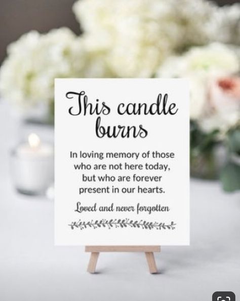 Candle Sign, Memory Candle, Wedding Memorial Sign, Memorial Candle, Memorial Signs, Future Wedding Plans, Wedding Memorial, Wedding Wishes, Wedding Printables