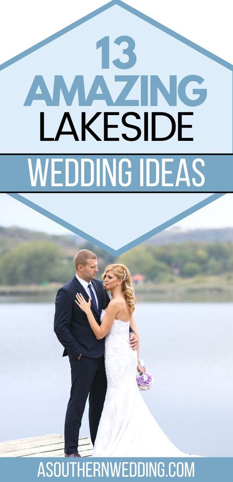 Plan a stunning lakeside wedding with these 13 best lake wedding ideas! From bar canoes to the perfect photo ops, we've got you covered for your lake wedding day dreams! #lakewedding #lakeweddingideas #lakesidewedding #cutelakewedding #drinkcanoe #cutewedding #cuteweddingideas #lakeweddinginspo #waterfrontwedding #weddingonwater #waterweddingideas #weddingonalake Wedding At The Lake Ideas, Summer Lakeside Wedding, Dock Wedding Ideas, Wedding On A Boat Ideas, Wedding On Dock, Lakefront Wedding Ideas, Lake Front Wedding Ideas, Small Lake Wedding Ideas, Lake Side Wedding Ideas