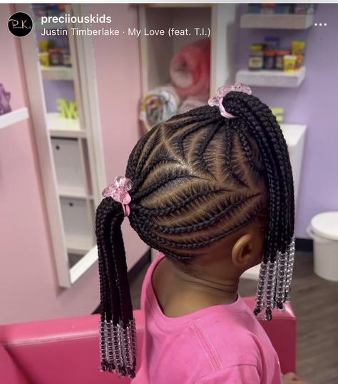 2 Braided Ponytails For Kids, Toddler Braided Ponytail, Mohawk Braids For Kids, Hairstyles Braids Kids, Kids Braids With Beads, Black Baby Girl Hairstyles, Kids Short Hair Styles, Toddler Braided Hairstyles, Toddler Braids