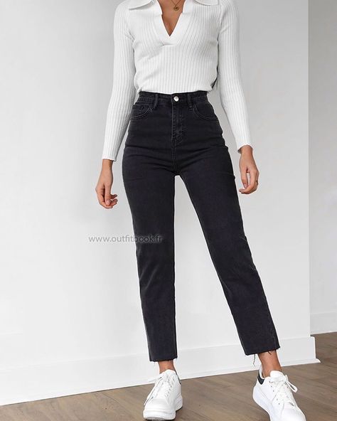 Mom Jeans Outfit Winter, Trending Tops, Jeans Outfit Winter, Mom Jeans Outfit, Black Mom Jeans, Outfit Jeans, Causual Outfits, Jeans Outfit, Mode Inspo