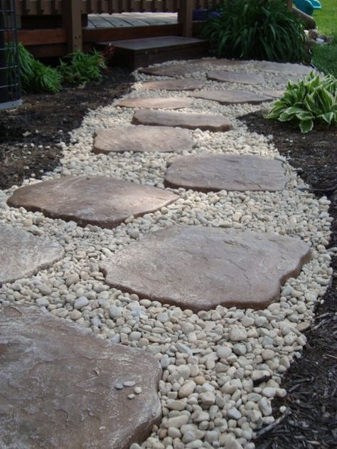 Easy Ideas for Landscaping with Rocks Edging Landscape, Landscape Backyard, Layout Landscape, Simple Landscaping, Landscaping Around Trees, Cheap Pool, Walkway Landscaping, Pathway Landscaping, Privacy Landscaping