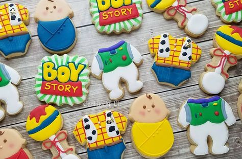 223 Likes, 19 Comments - Liz  (@cookiesbyliz) on Instagram: “Boy story baby shower!…” Fun Baby Shower Themes, Baby Shower Sugar Cookies, Toy Story Cookies, Toy Story Party Decorations, Toy Story Baby, Baby Shower Sweets, Toy Story Theme, Diy Baby Shower Decorations, Disney Baby Shower