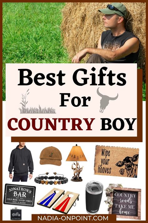 Gift Ideas for Men! Here are some of the best gifts for country boys! They will make great gifts for Country Boyfriend or Husband. Country boy gifts boyfriends | country boy valentine gifts | country boy gifts | gifts for a country boy | Birthday gifts for country boy | Christmas gifts for country boy. #countryboy #gifts #cowboygifts #giftideas Country Bf Gifts, Cowboy Gifts For Men, Gifts For Country Boys, Country Boy Gift Ideas, Christmas Gifts For Country Boyfriend, Gifts For Country Boyfriend, Country Boy Gifts, Country Boyfriend Gifts, Country Boyfriend