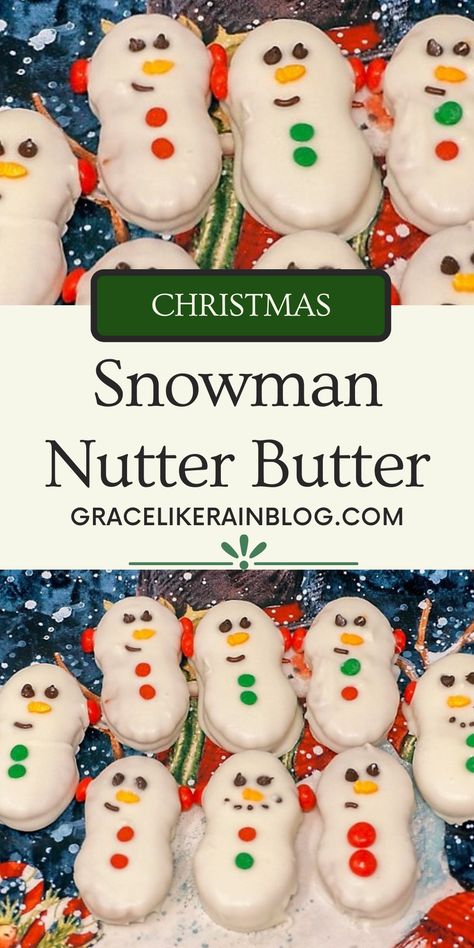 Snowman Nutter Butter Cookies are a super cute Christmas treat that you can make in just a few minutes. No skill required! This one is perfect for your Christmas Cookie Exchange or simply eating in front of the twinkling Christmas tree. | Christmas Nutter Butter cookies | Nutter Butter Snowman Cookies | white chocolate covered nutter butter snowmen | peanut butter sandwich cookie snowman | cute Christmas cookies | Cute Christmas Treats | Easy Christmas Treats Cookies White Chocolate, Christmas Cookies Kids, Christmas Cookie Recipes Holiday, White Chocolate Covered, Cute Christmas Cookies, Easy Christmas Treats, Christmas Baking Recipes, Nutter Butter Cookies, Snowman Cookies