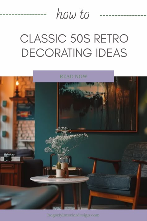 Explore vibrant 50s retro decorating ideas with classic furniture, colors, and styles. Transform your home into a nostalgic haven with these stunning tips. 1940 Interior Design, Retro Decorating Ideas, 50s Interior Design, 50s Interior, Retro Decorating, Dining Room Colour Schemes, Sleek Decor, 80s Interior, Industrial Office Design